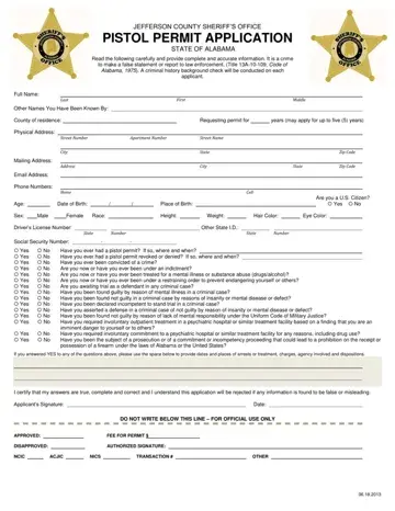 Jefferson County Pistol Permit Form Preview