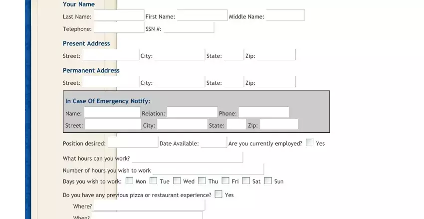 round table application print out empty fields to fill in