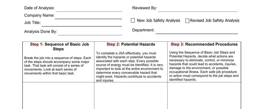 job safety analysis templates blanks to complete