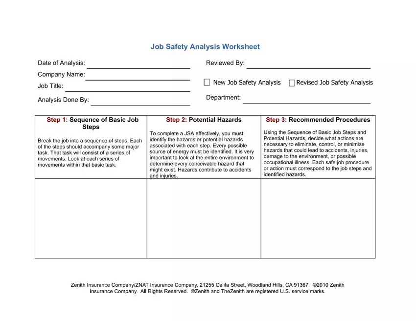 Job Hazard Analysis Form first page preview