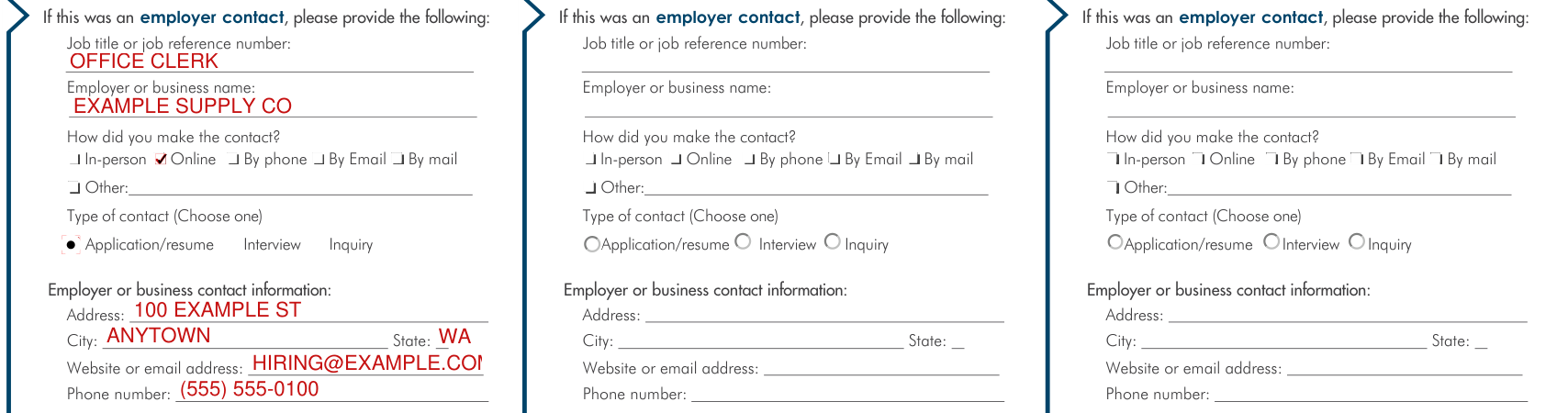 EMS 10313 example filled out, employer contact