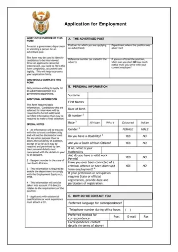 Johannesburg Water Jobs Form Preview