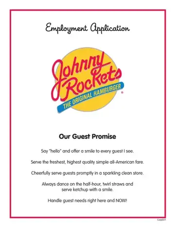 Johnnys Restaurant Certificate Employment Form Preview