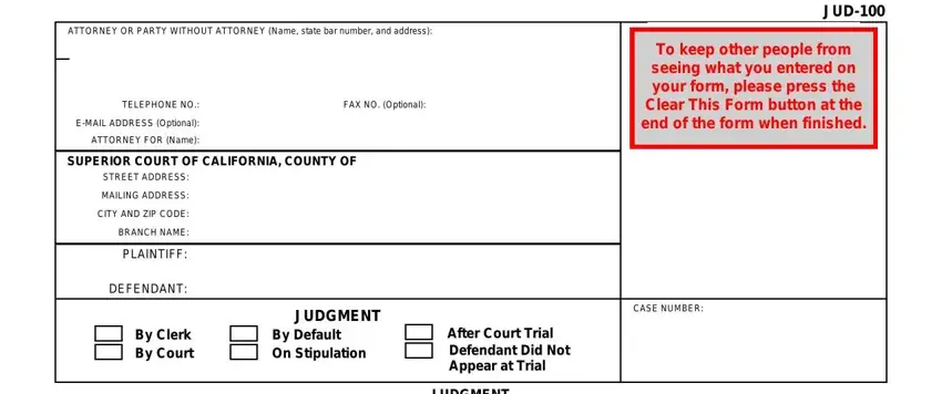judicial council form jud 100 spaces to fill in