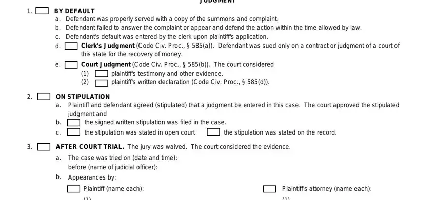 Filling in judicial council form jud 100 part 2
