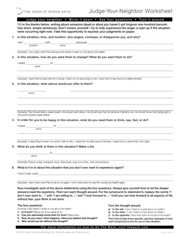 Judge Your Neighbor Worksheet Form Preview