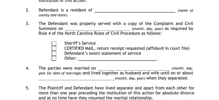 north carolina renewal of judgment County North The Plaintiff is a, Defendant is a resident of county, name of, The Defendant was properly served, Sheriffs Service CERTIFIED MAIL, month day The parties were married, month day year when they separated, and The Plaintiff and Defendant have fields to fill