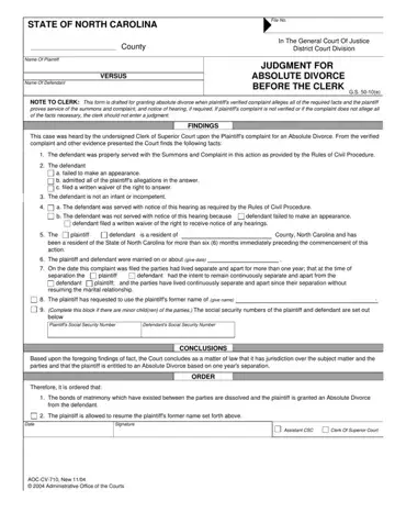 Judgment Absolute Divorce Form Preview