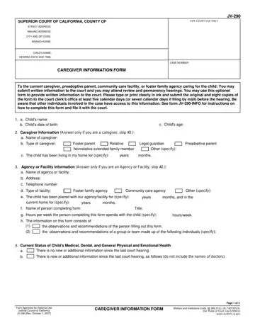 Jv 290 Form Preview