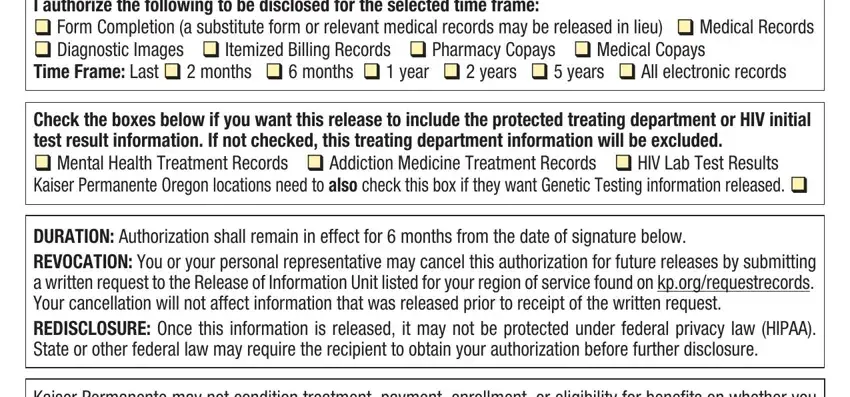 Entering details in kaiser release of medical records stage 2