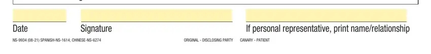 Date, Signature, NSSPANISHNSCHINESENS, ORIGINALDISCLOSINGPARTY, and CANARYPATIENT in kaiser medical records request form