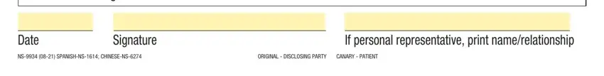 Kaiser Permanente may not, Date, Signature, If personal representative print, NS  SPANISHNS CHINESENS, ORIGINAL  DISCLOSING PARTY, and CANARY  PATIENT in kaiser release of medical records