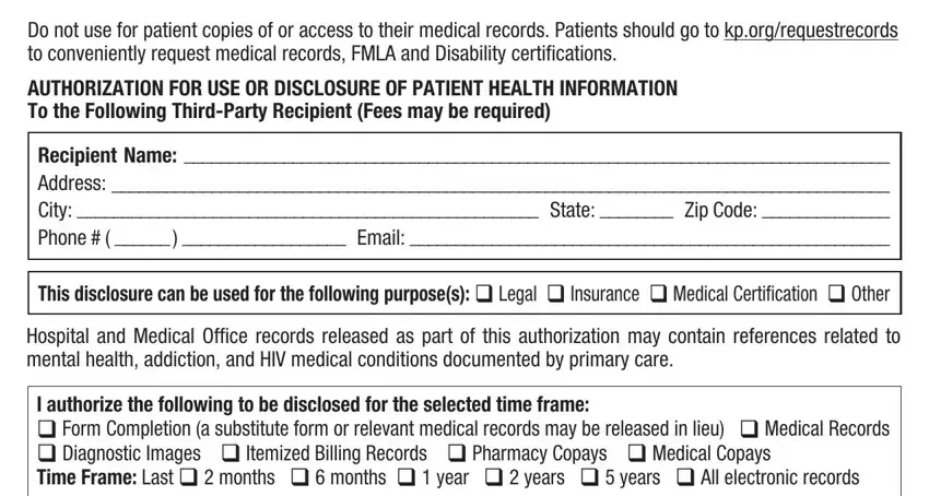 stage 5 to entering details in kaiser medical records request form