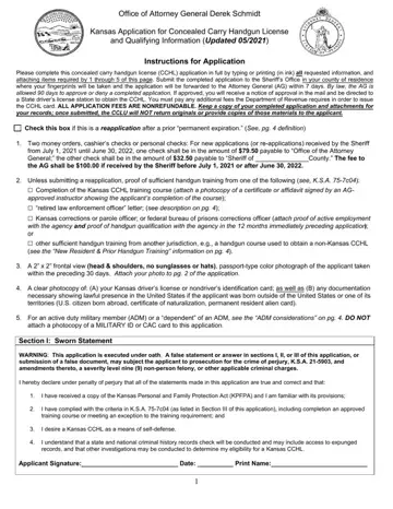 Kansas Application Concealed Carry Form Preview