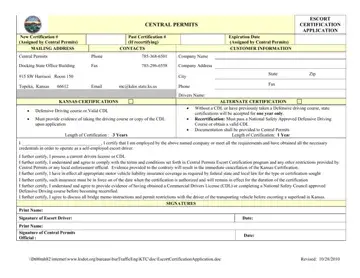 Kansas Escort Certification Form Preview