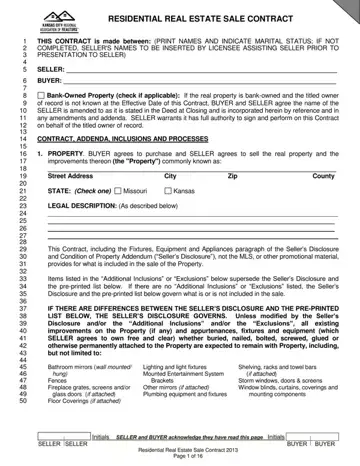 Kansas Estate Contract Form Preview