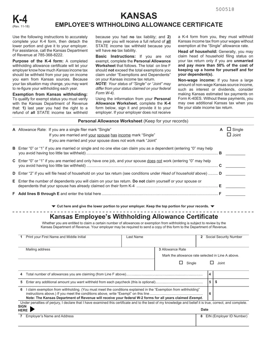 Kansas Form K 4 first page preview