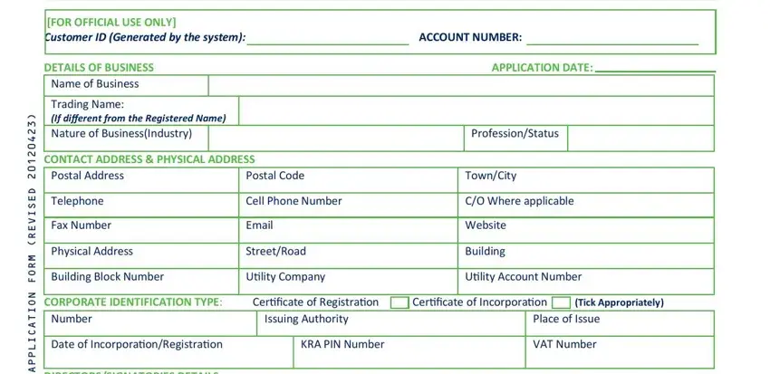 entering details in kcb registration stage 1