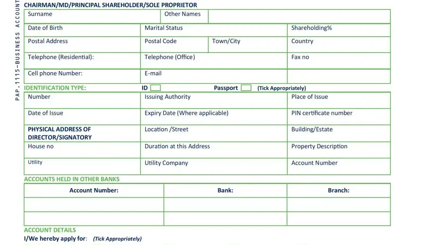 step 2 to entering details in kcb registration