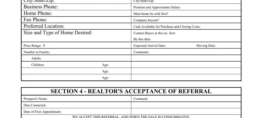 Filling in keller williams referral form pdf step 2