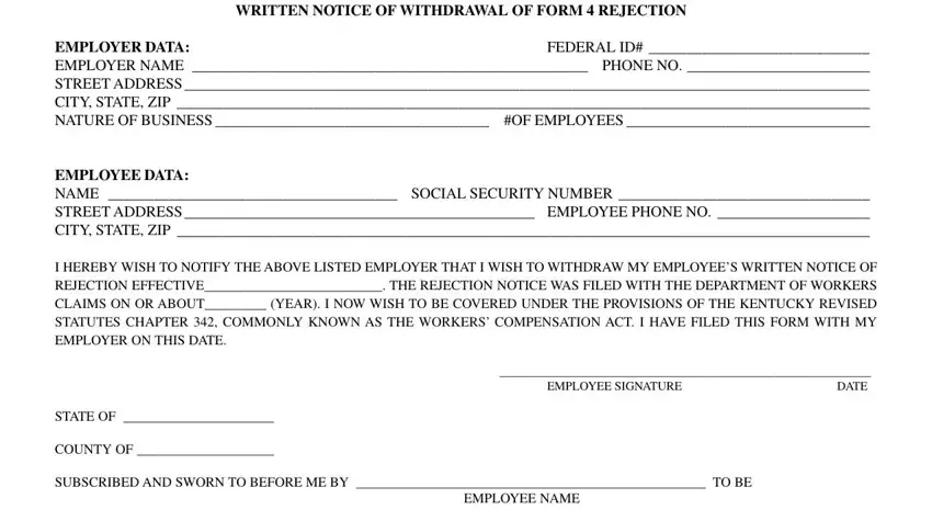filling in kentucky workers form 4 stage 1