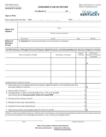 Kentucky Form 51A113 Preview