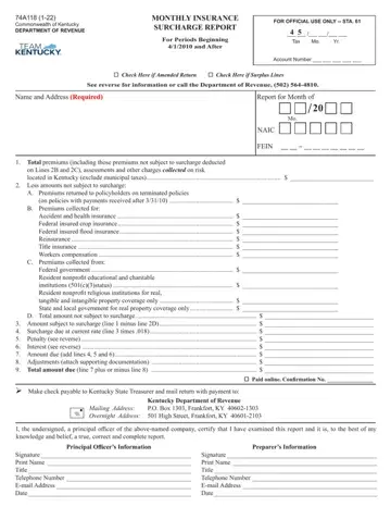 Kentucky Form 74A118 Preview