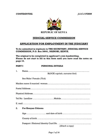 Kenya Judiciary Application Form Preview