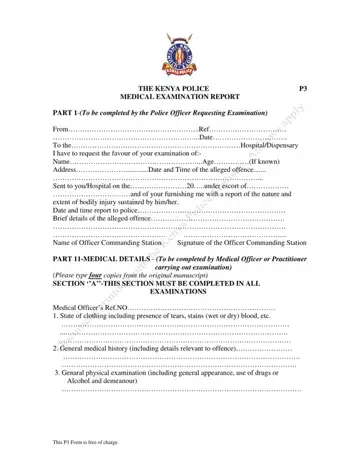 Kenya Police Forms Form Preview