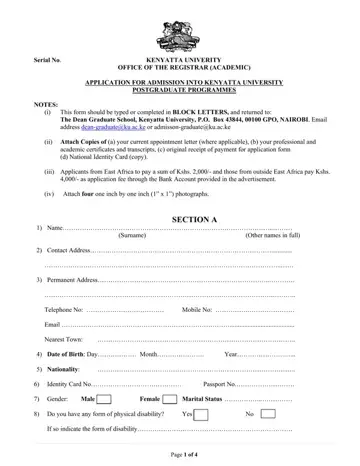 Kenyatta University Admission Letters Form Preview