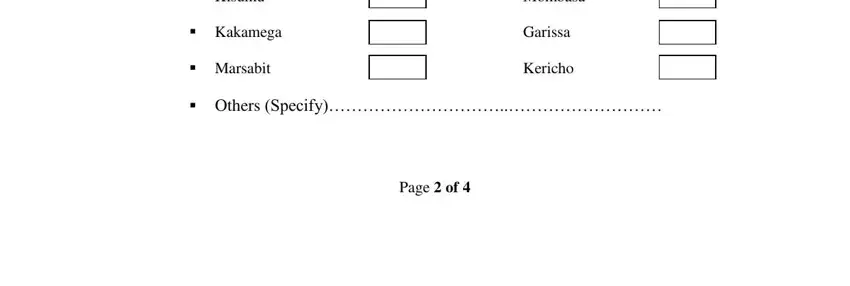 kenyatta university website Kisumu, Kakamega, Marsabit, Mombasa, Garissa, Kericho, Others Specify, and Page  of blanks to fill