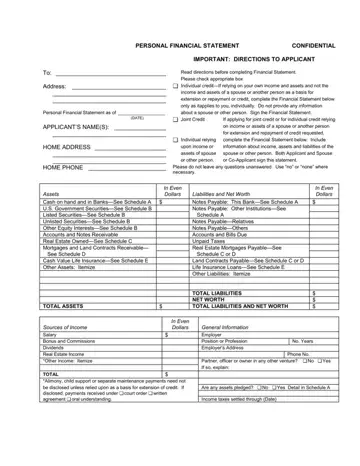 Key Bank Personal Financial Statement Form Preview