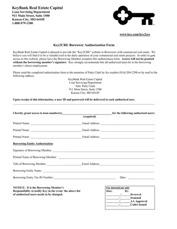 Key2Cre Borrower Authorization Form Preview