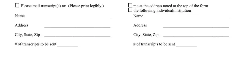 Entering details in kutztown university request form part 3
