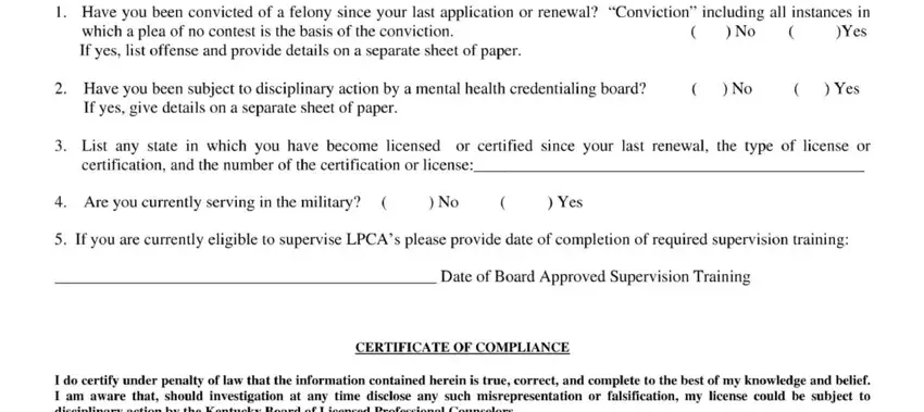 stage 3 to filling out ky board lpcc