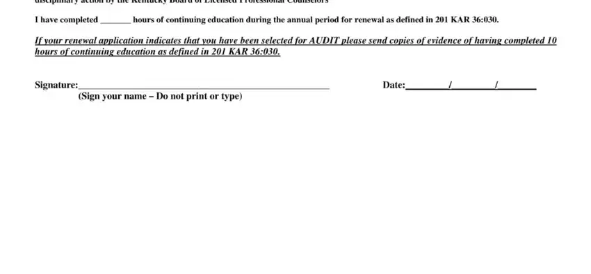 Entering details in ky board lpcc stage 4