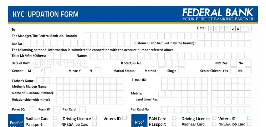 stage 1 to filling out federal bank online kyc