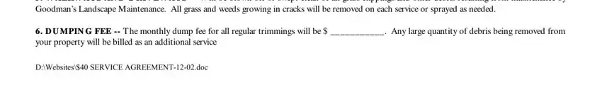 Entering details in lawn care agreement form step 2