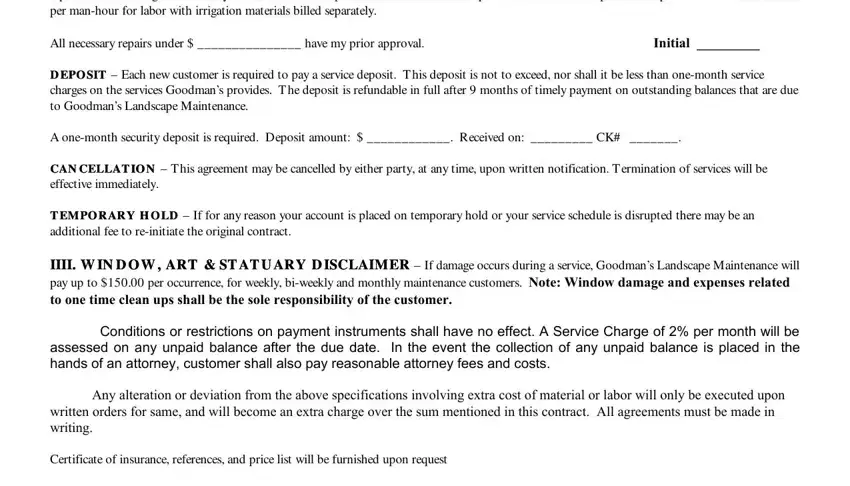 Filling in lawn care agreement form stage 3