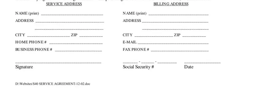 Entering details in lawn care agreement form stage 4