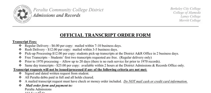 entering details in transcripts peralta request get part 1