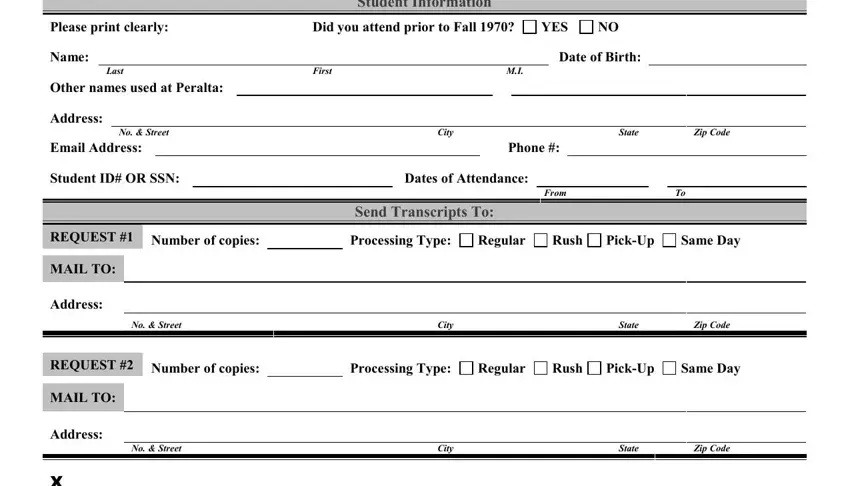 Filling out transcripts peralta request get part 2