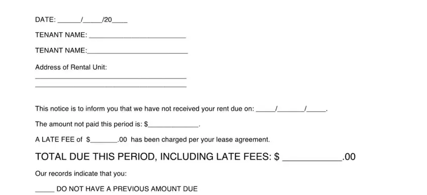  late rental notice fields to fill out