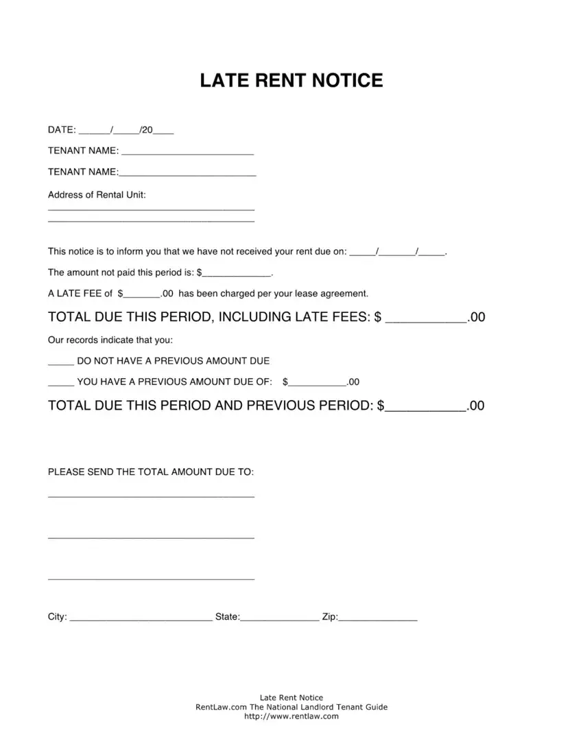 Late Rent Letter Form first page preview