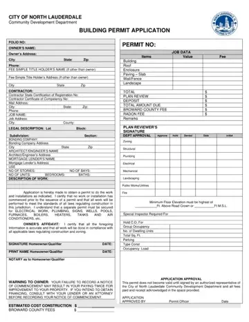 Lauderdale Permit Application Form Preview