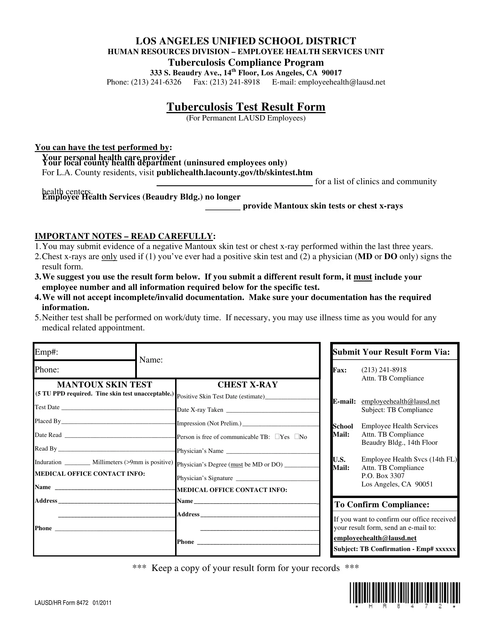 change of assignment form lausd
