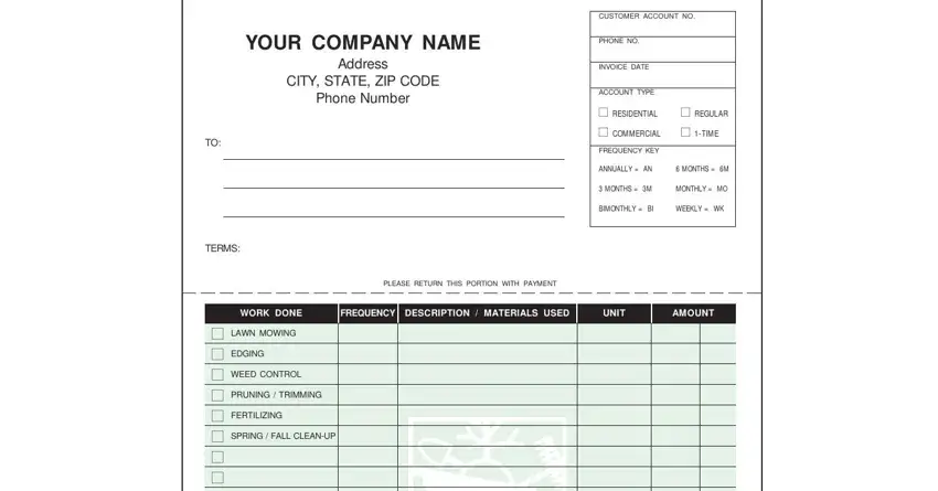 portion of gaps in lawn care invoice