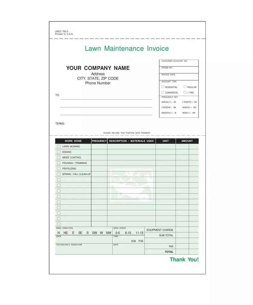 Lawn Maintenance Invoice Template first page preview