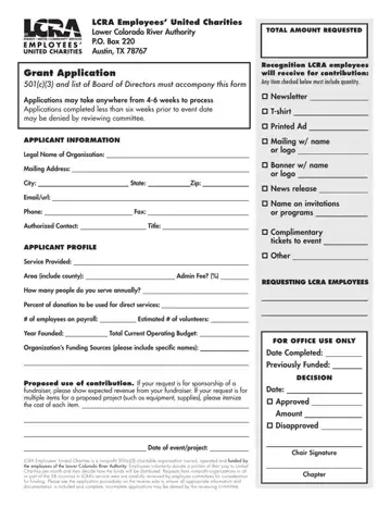 Lcra Employees Application Form Preview