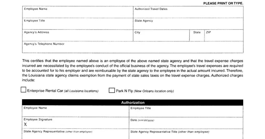 step 1 to filling in louisiana tax exempt form pdf